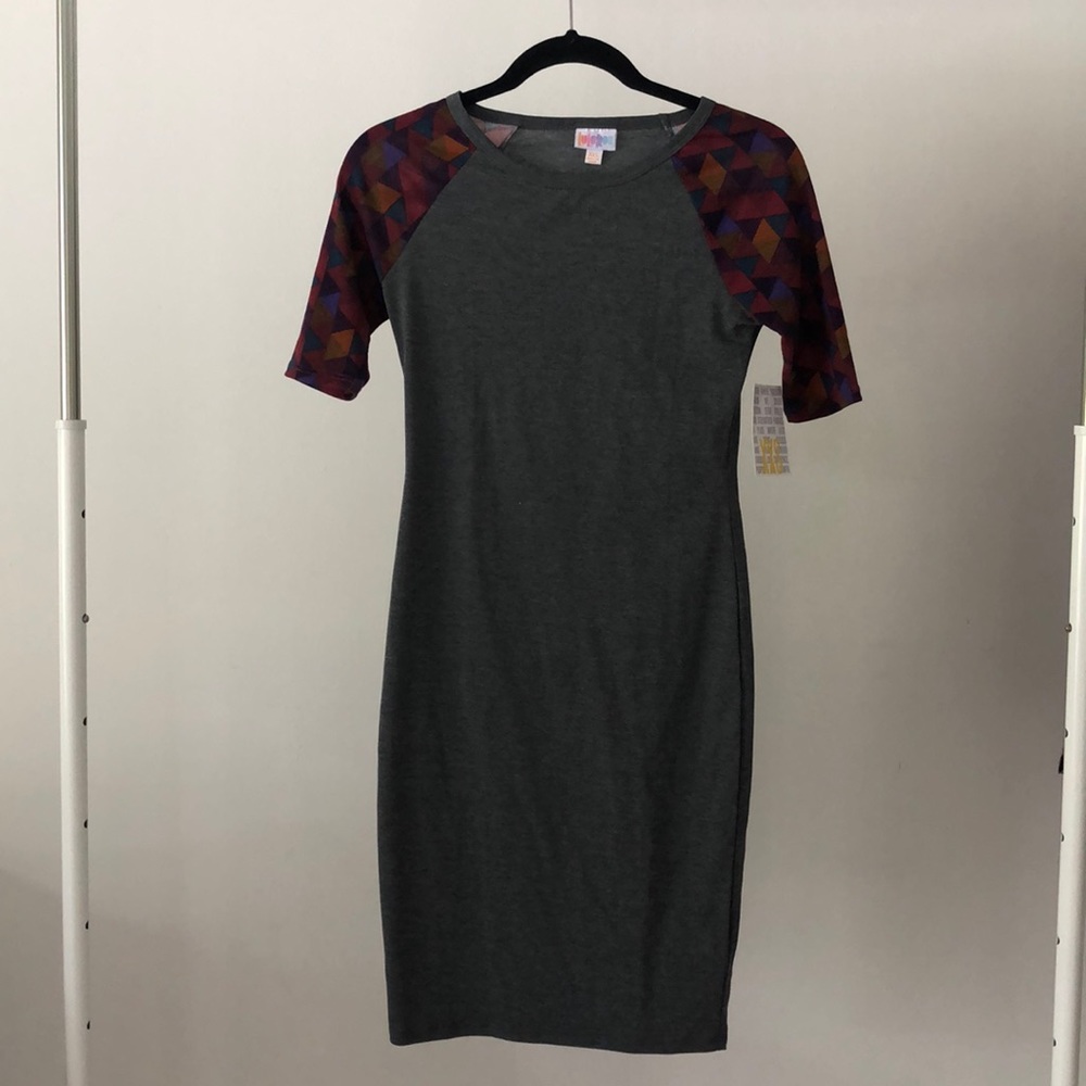 NWT Lularoe Gray Aztec Bodycon  Dress Size XXS